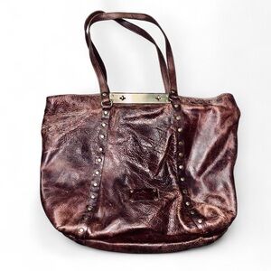 PATRICIA NASH Benvenuto Vintage Distressed Brown Leather Tote